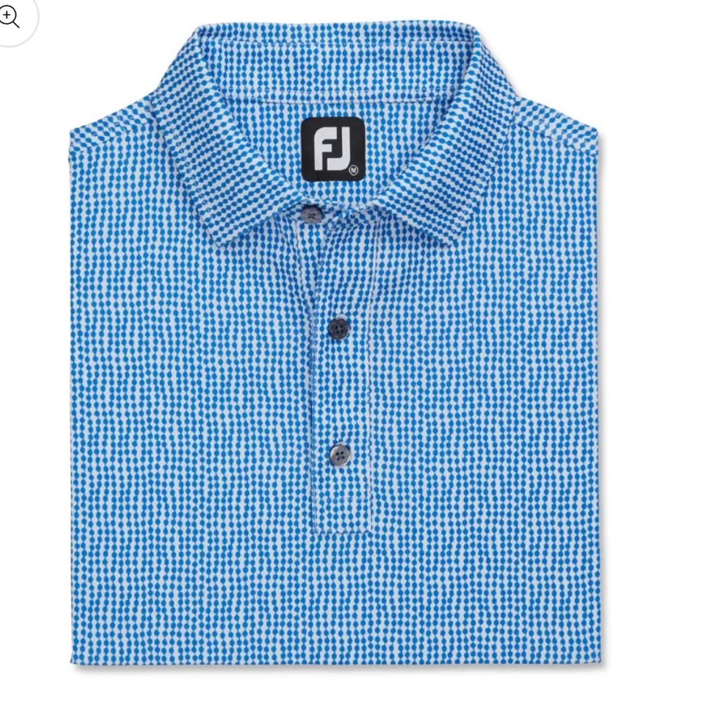 FootJoy Bead Chain Print Lisle Self Collar Polo Men Large NWT Golf Performance - Picture 3 of 12